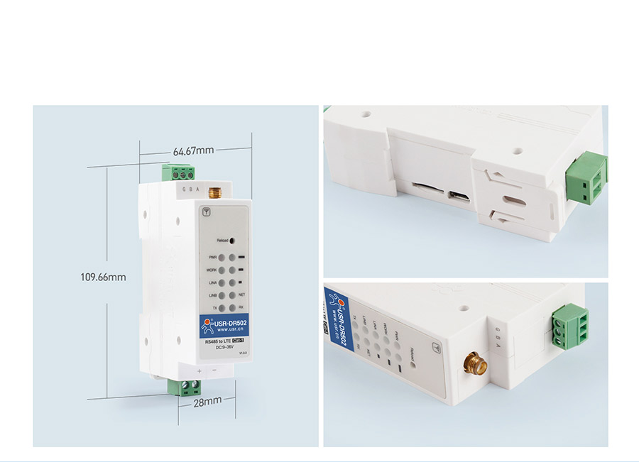 220V供電導軌式 Cat 1 DTU 產品細節